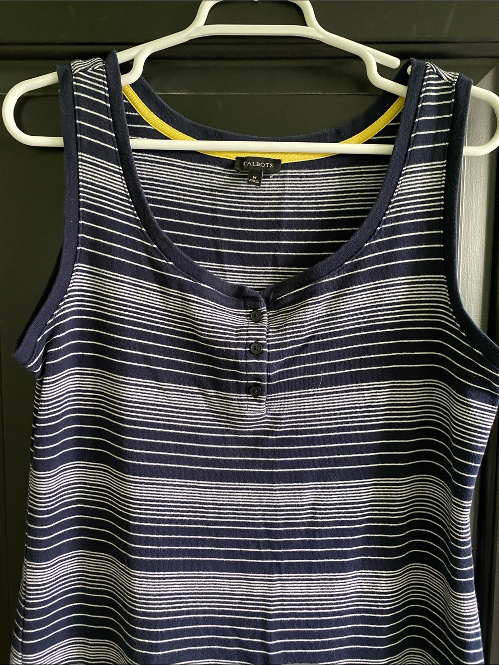 Talbots Striped Navy and White Sleeveless Jersey Maxi Dress